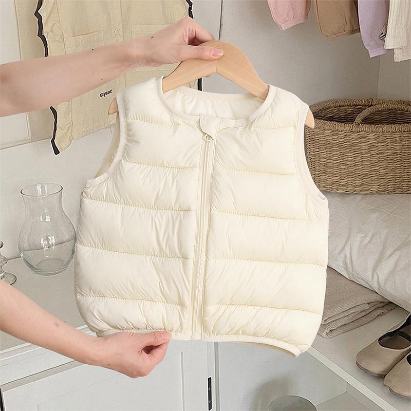 2026 Autumn/Winter Kids' Lightweight Cotton Vest: Unisex Korean Style Warm Solid Color Cape for Toddlers