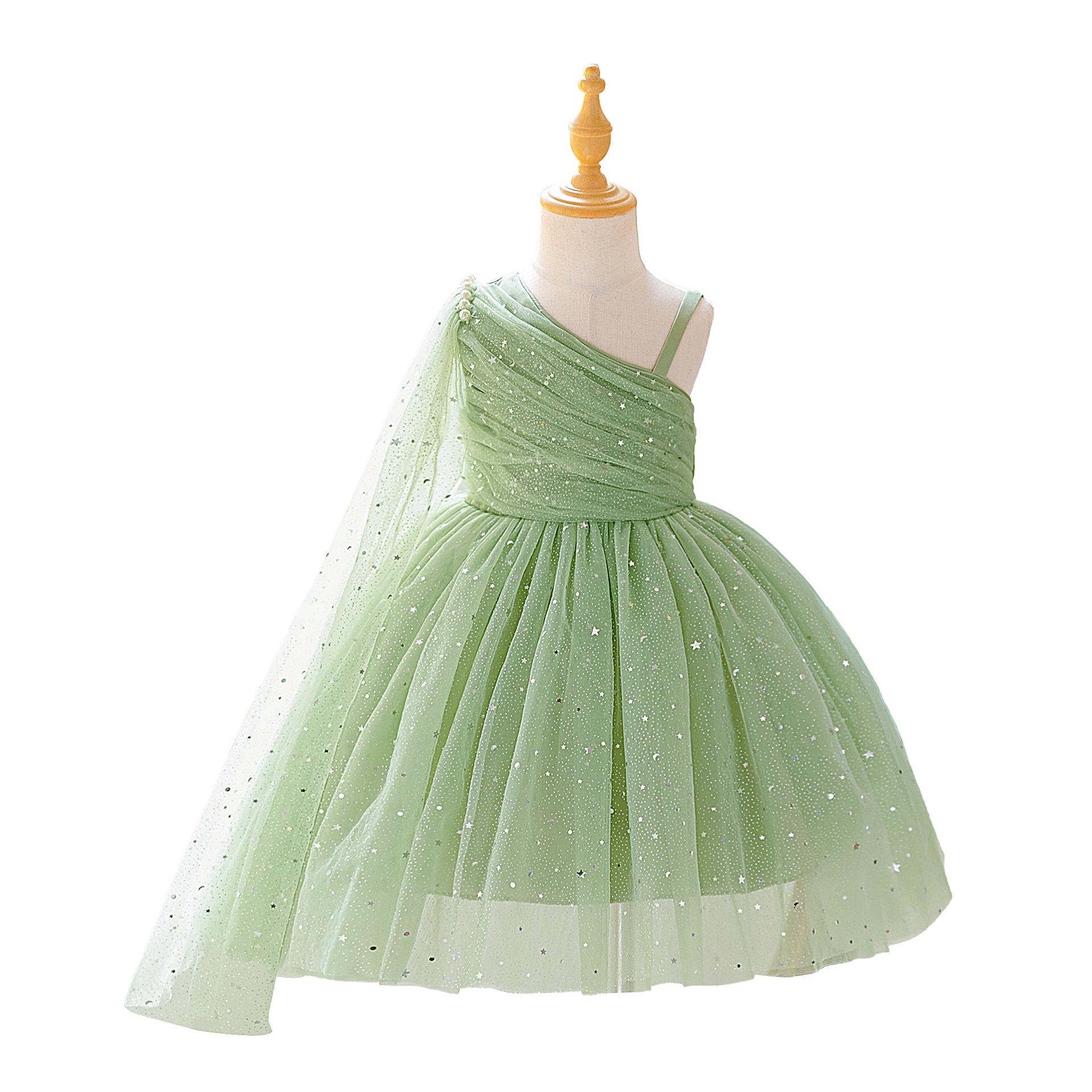 

Вечернее платье для девочек «Звездная сетка», принцесса, для выступлений на фортепиано 130cm зелёный/авокадо