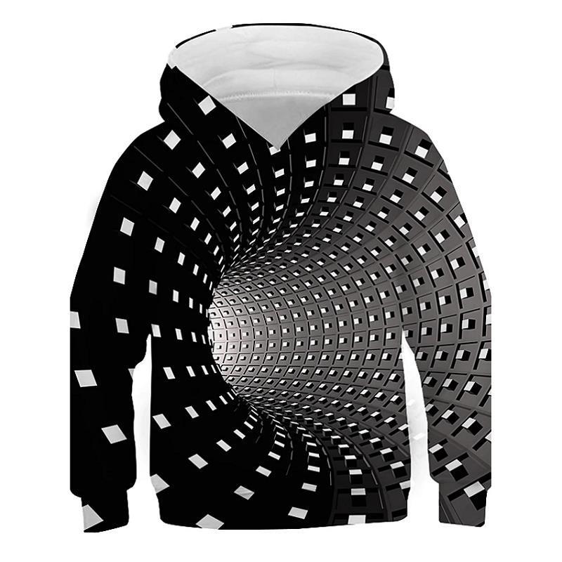 3D Černobílé designové mikiny Dětská mikina přes hlavu s dlouhým rukávem Chlapecká Dívčí Mikina Topy Streetwear Dětské oblečení Sudadera