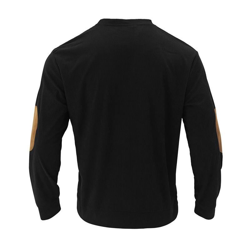 Men's Round-Neck Casual Stand-Up Collar Corduroy Long-Sleeved Sweatshirt for Spring and Autumn