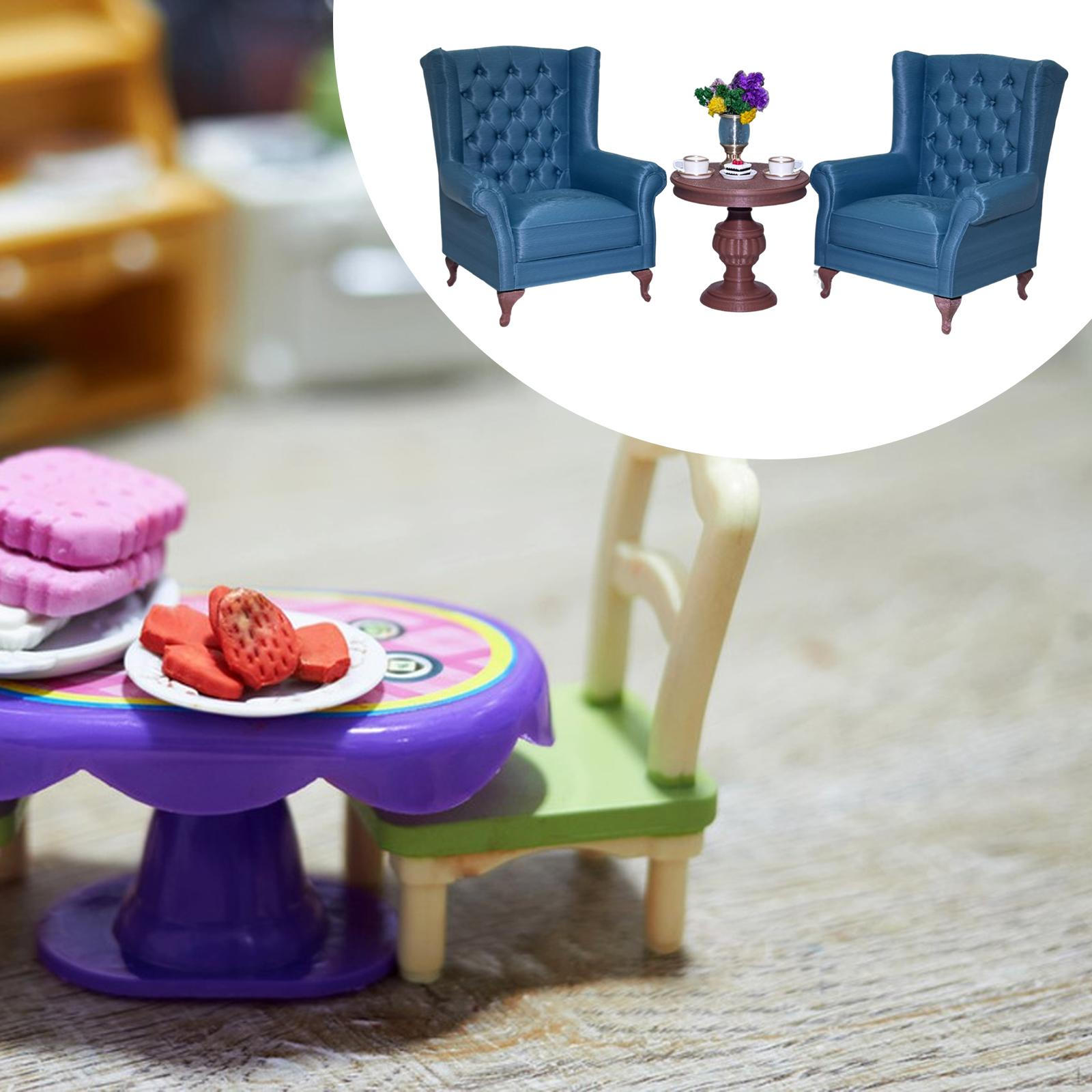 

American Dollhouse Miniature Sofa Set, 1:12 Scale Furniture, Scene Decoration, Mini