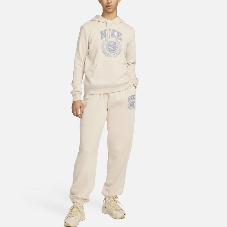Nike Sportswear Club Fleece Letter Print Jogger Pants Women Bottoms Ivory HF4505-126