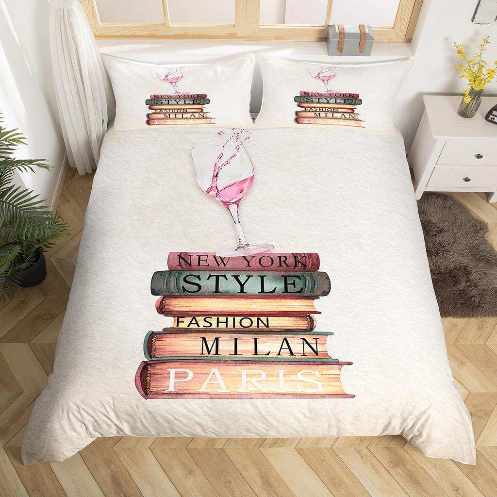 Wine Glass Duvet Covers for Adults Queen Lightweight Down Quilt Covers Romantic Style Bedspread Cover Bedroom Decor No Comforter