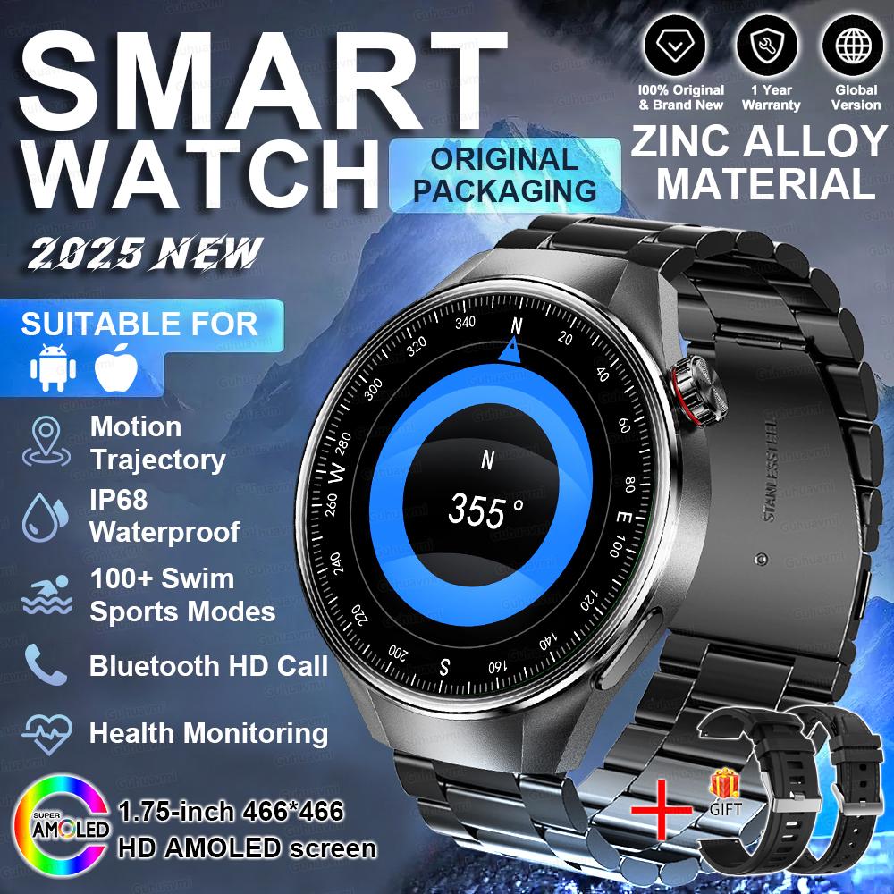 New HD Bluetooth Call GPS Tracker Smart Watch Heart Rate Blood Oxygen Health Monitor IP68 Waterproof Sports SmartWatch Men