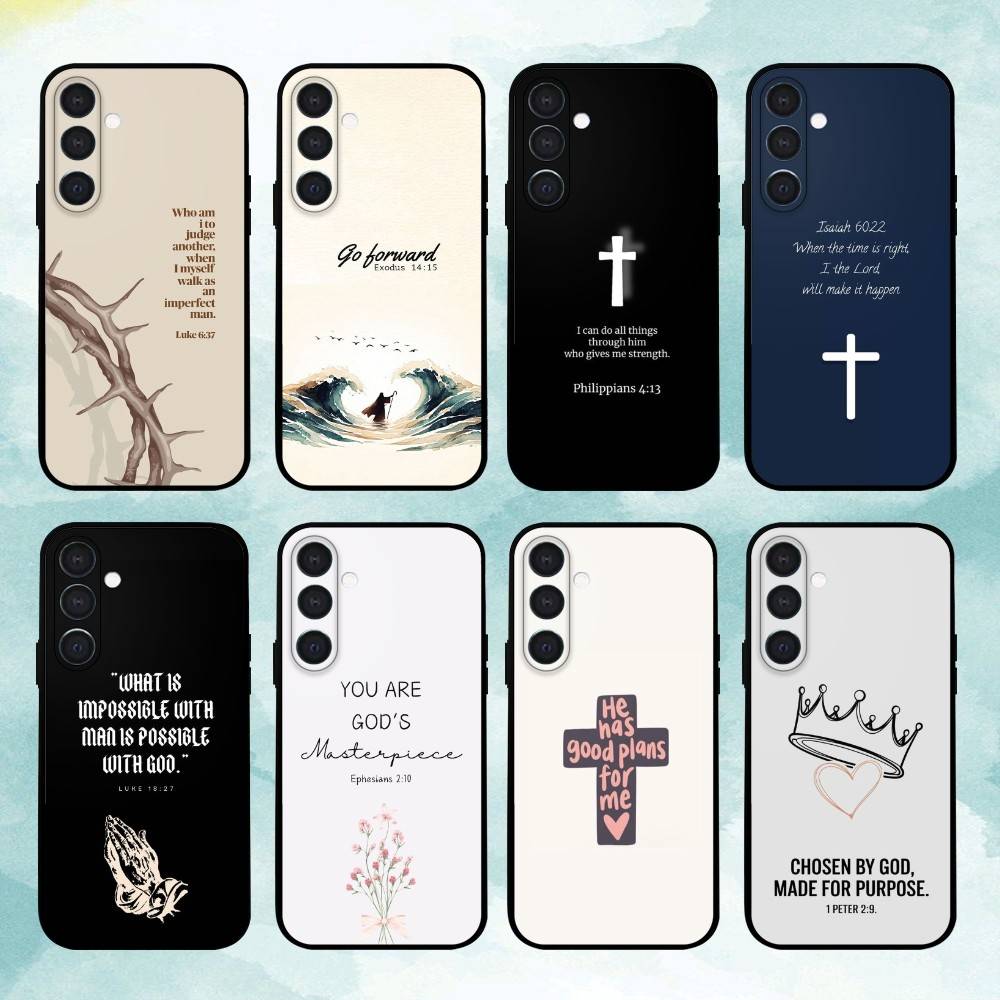 J-Jesus B-Bible Verse Phone Case For Samsung  A73,72,71,A52,51,40,41,A22,A32,31,A13, Soft Black Shell
