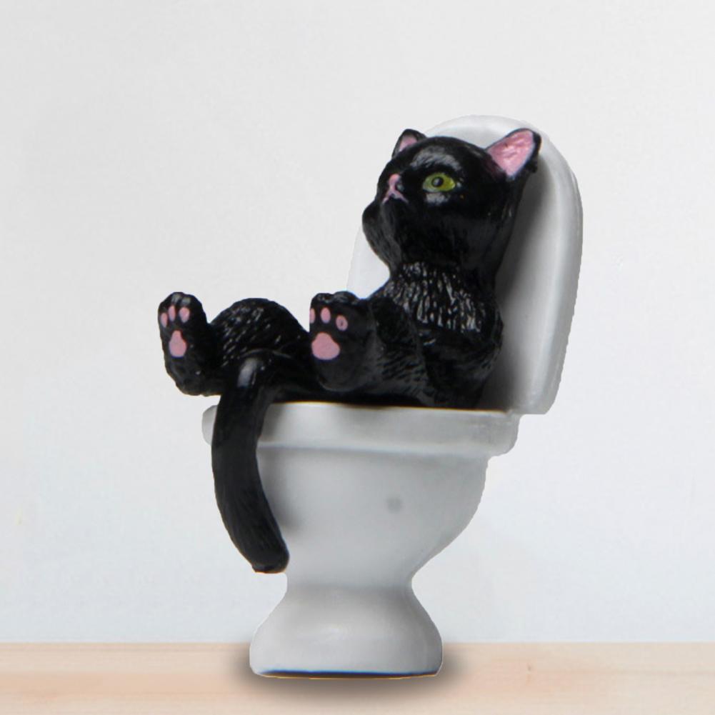 Cat Figurine Funny PVC Inspired Hand-crafted Toilet Series Cat Sculpture   Cat Statue  Party Supplies