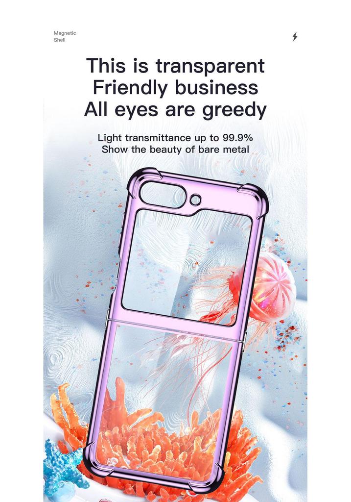 Kompatible Samsung Z Flip7 Galvanisierte Transparente Fallschutzhülle