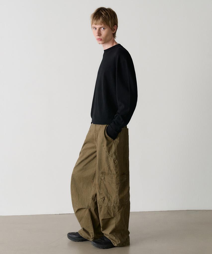 KNOUUN Washed Cargo Pants (Khaki)