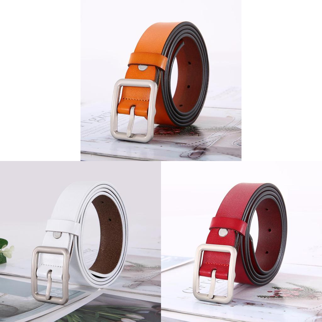 Genuine Leather Belt For Women Men Casual Fashion With Square Alloy Buckle For Outdoor Wear