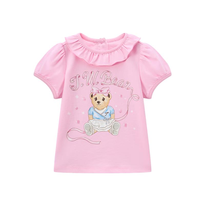 Teenie Weenie Kids Baby Girl Sweet Lace Collar Short Sleeve T-Shirt