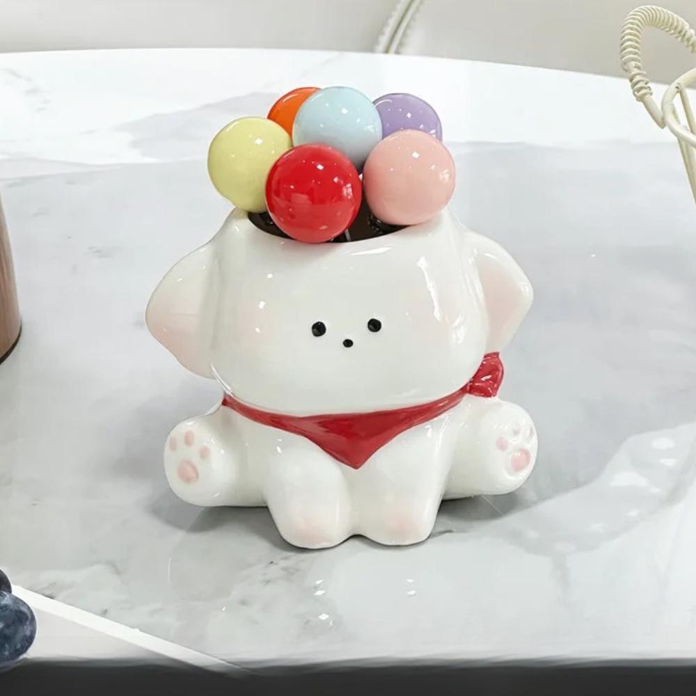 Cartoon Puppy Fruit Fork Colored Ball Stainless Steel Cute Dessert Fruit Fork Set Household Tableware Dinner Fork Kitchen Tools