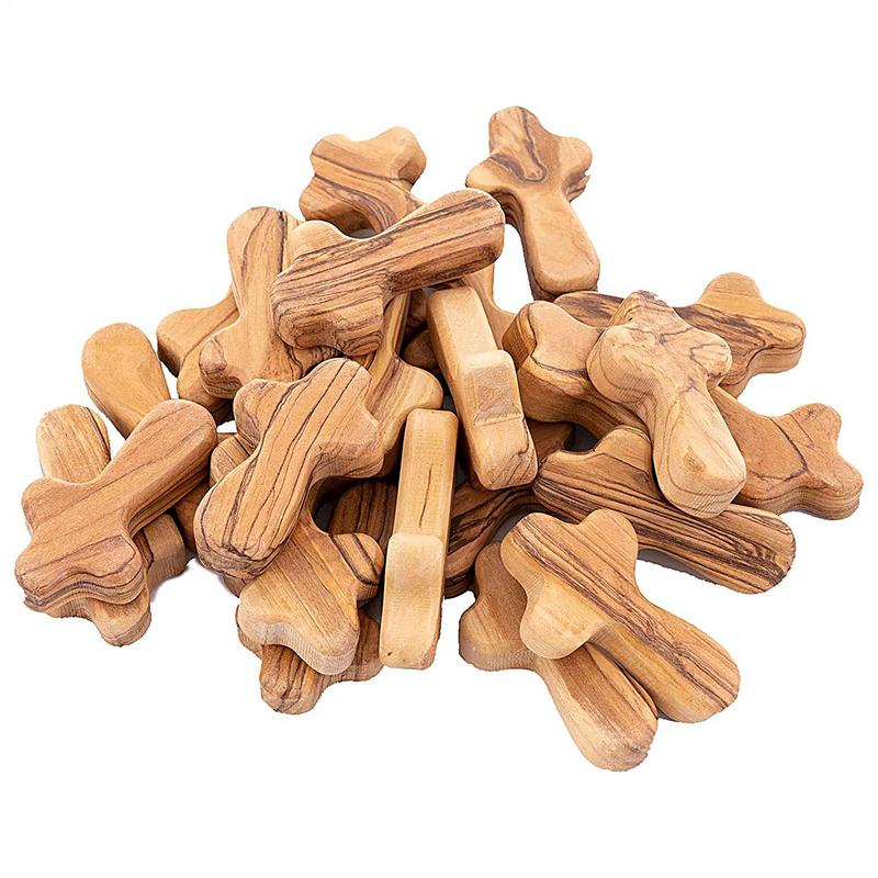 Handheld Wooded Cross Pocket Prayer Comfort Holding Crosses Christian Church Gift Olive Wood Pocket Small Wooden Crosseses