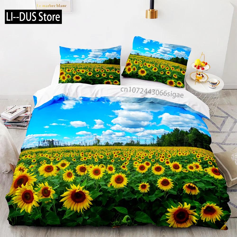 Sun Flower Bedding Set Single Twin Full Queen King Size Sunflower Bed Set Aldult Kid Bedroom Duvetcover Sets 3D Print Women Gift