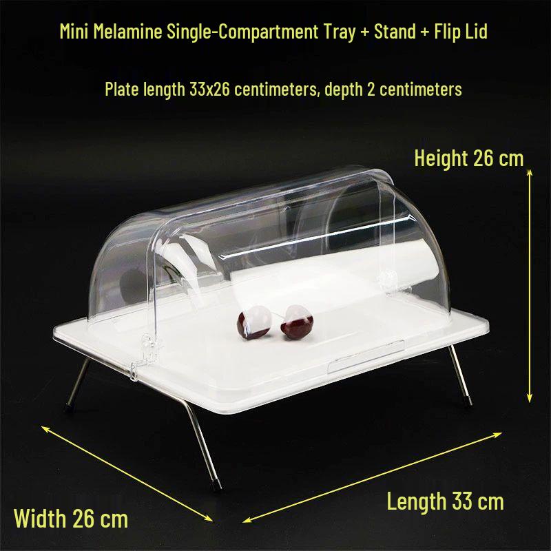 Melamine Buffet Food Display Serving Tray with Lid 33x26x28cm
