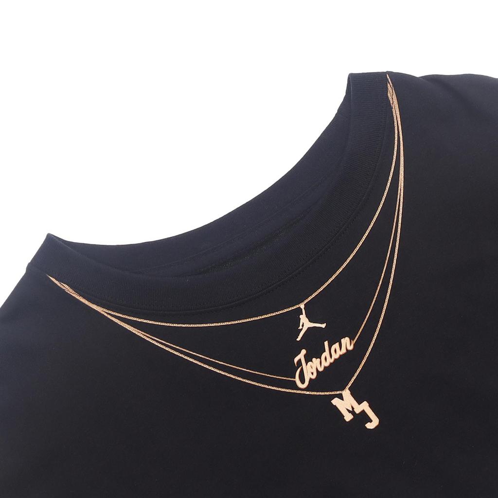 Jordan SS22 Necklace Detail Short Sleeve T-Shirt Women Tops Black DO5021-010