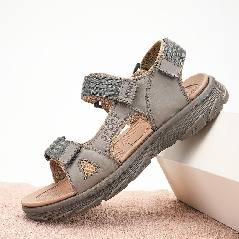 Fashion Slipper Style Soft Bottom Sandals Summer Beach Falts Wading Aqua Shoes Fisherman Flats Breathable Mens Genuine Leather Sandals