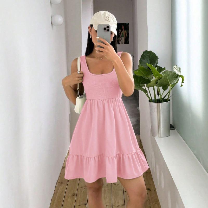 

Это весенне-летнее женское спортивное платье сексуально и элегантно с U-образным вырезом и высокой талией, которое визуально стройнит XL розовый