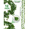 Kalolary 12 Pack Artificial Ivy Garlands, 88FT Scindapsus Leaf Fake Vines Plants Greenery Hanging Plants Vine Fake Plants for Wedding Bedroom