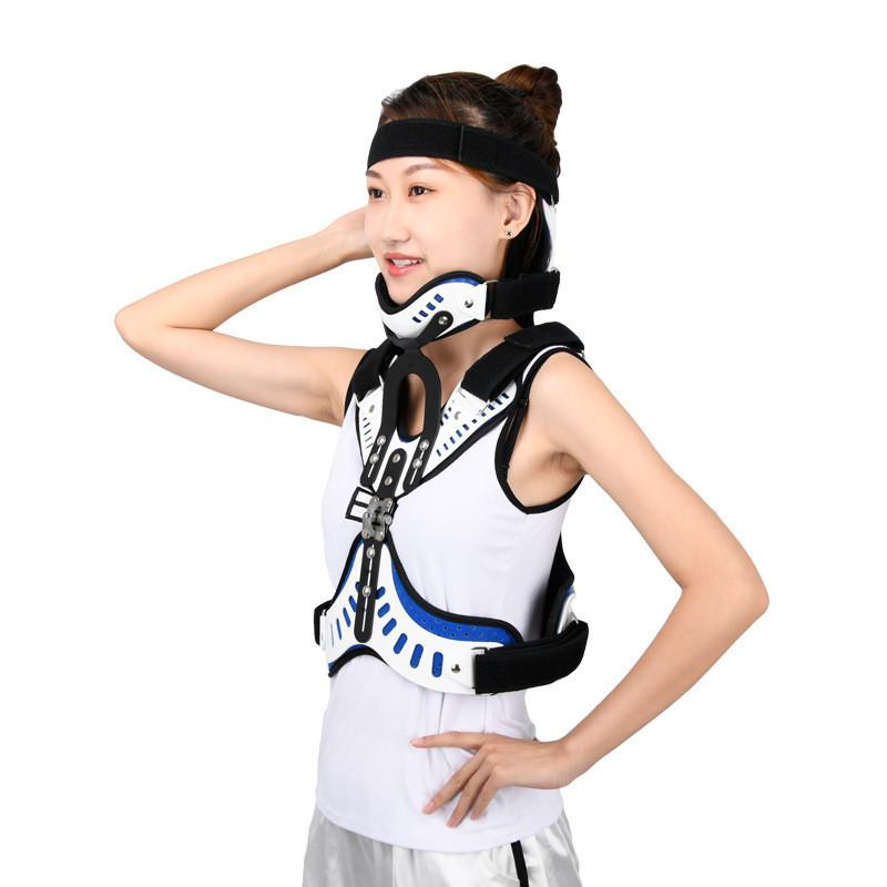 Postoperative Rehabilitation Nursing Device Blue+White+Black Adult Adjustable Head Neck Chest Brace Cervical Fracture Support And Fixation Bracket
