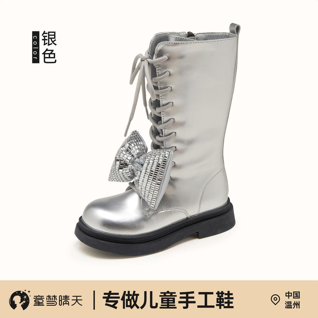 Girls Boots 2025 New Spring and Autumn Children's Boots Leather Boots Black High Boots Girls Boots Autumn Single Boots