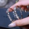Luxury Female White Zircon Stone Hoop Earrings Elegant Bridal Wedding Jewelry For Women