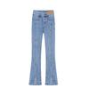 Design-Sense-Kennzeichnung Hohe Taille Wischend Geteilter Schlitz Ausgestellte Hose Neue Gerade Vielseitig Elastisch Schlank Schlanke Jeans Damen