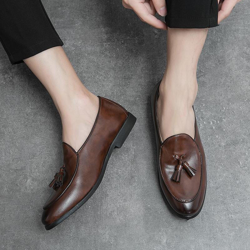 Mocassini da Uomo Stile Street Classico Formale Business Matrimonio Abito da Sera Blazer Smoking Festa Frange Scarpe Taglie Forti