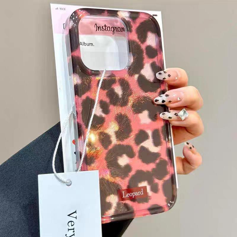 Phone Case For iPhone 17 16 15 14 13 11 12 Pro Max Air XS 16E Plus SE2 Korean Cute Leopard Print Gradient Patern Lovely Cover