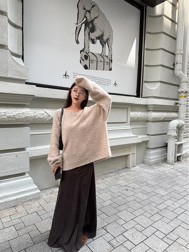 Yaya Shop Saia Maxi Camurça Estilo Wabi-Sabi Retro Estudante de Arte