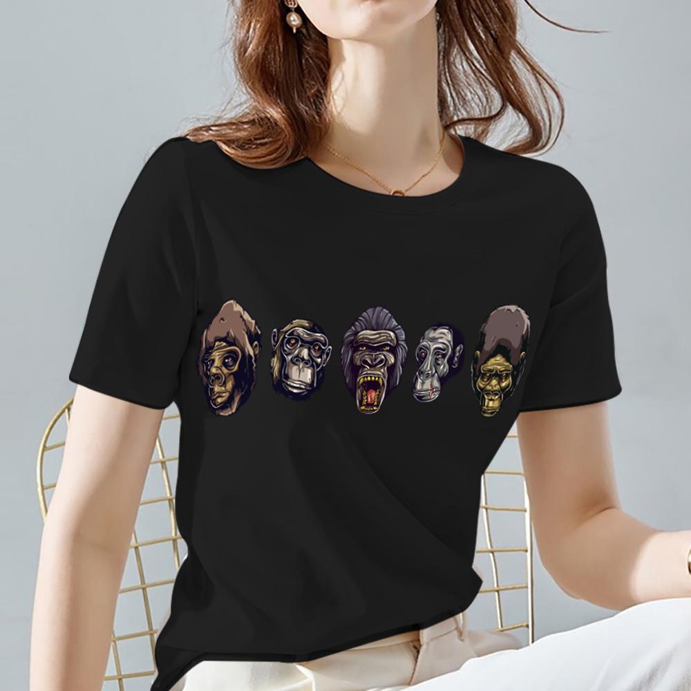 Women's T-shirt Hayao Miyazaki Totoro Pattern Tee Classic Black All-match Animal Printed Series Short Sleeve Tops Ladies Clothes