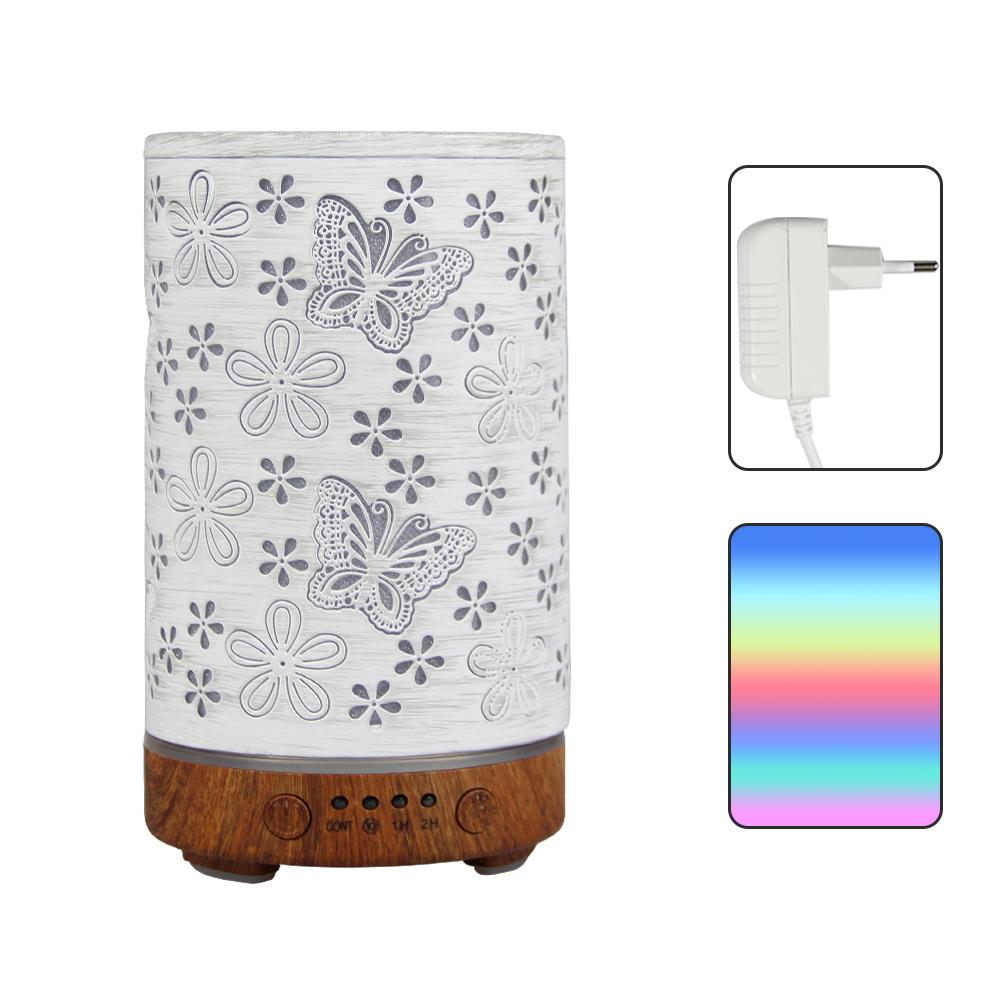 100ml Essential Oil Diffuser Seven-Color Aroma Light Butterfly Ultrasonic Air Humidifier Room Scent Diffuser with Timer Function
