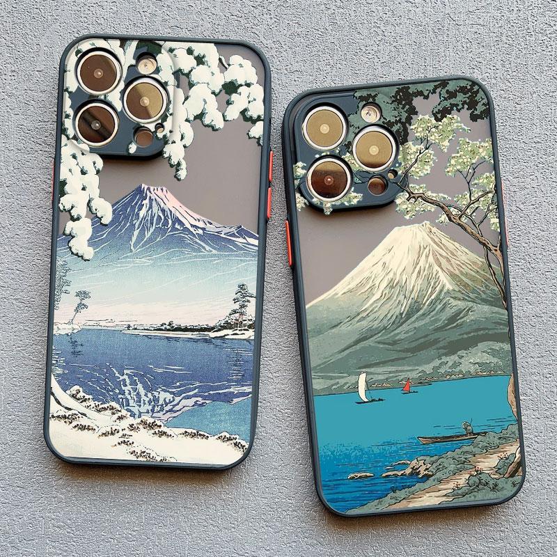 Cherry Japanese Phone Case for iPhone 16 15 14 13 12 11 Pro Max Mini SE 7 8 Plus XR XS X Mount Fuji Shockproof Back Cover Cases