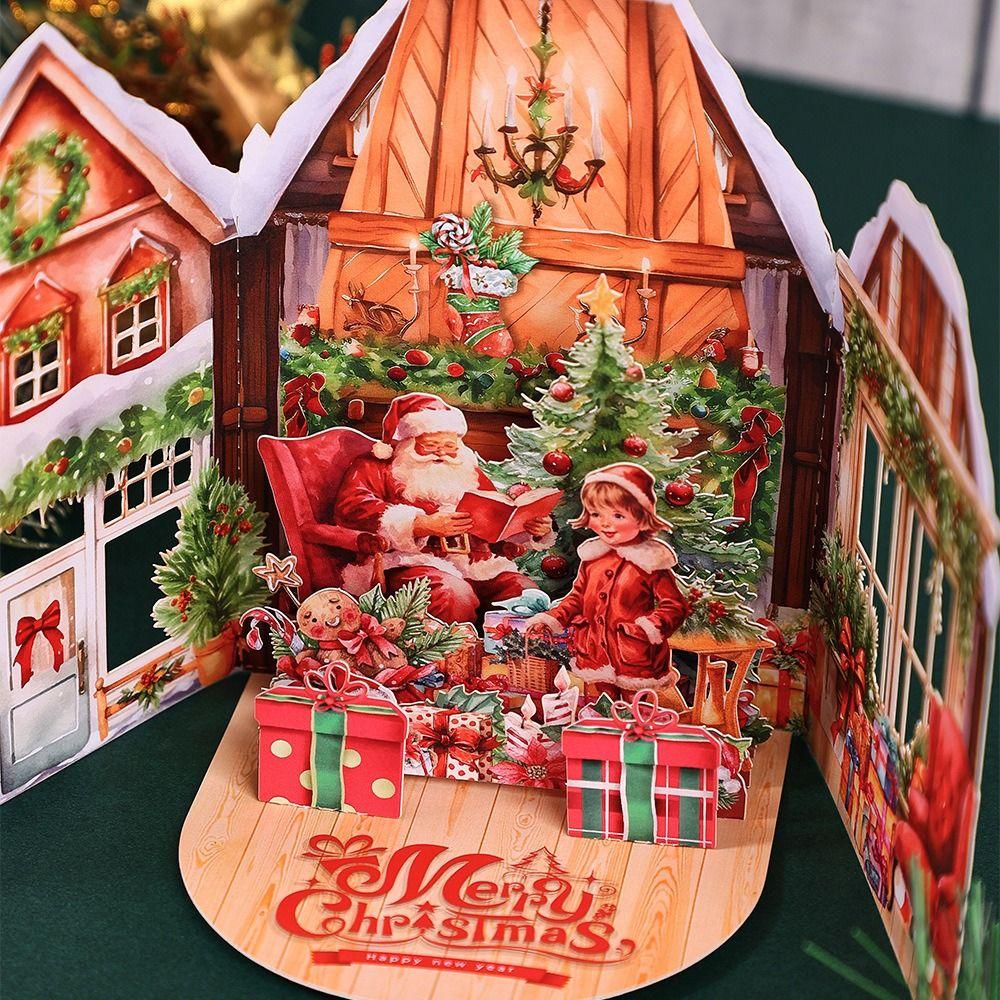 3D Cartoon Christmas Greeting Cards Multicolor 3D Christmas Card  Christmas Season