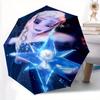 Frozen II Magic Star Automatic Opening and Closing Umbrella, Lightweight 3-Fold, With Cute Cartoon Characters, Suitable for Home, Outdoor an