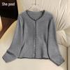 Women's V-Neck Color-Block Edge Knitted Cardigan