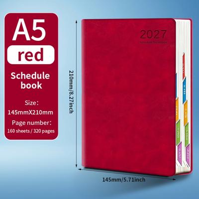 Tragbarer A5 2027 Planer mit Monats- & Wochenplanseiten 365 Tage Terminbuch Effizienz Zeitplan Notizbuch Schule Büro