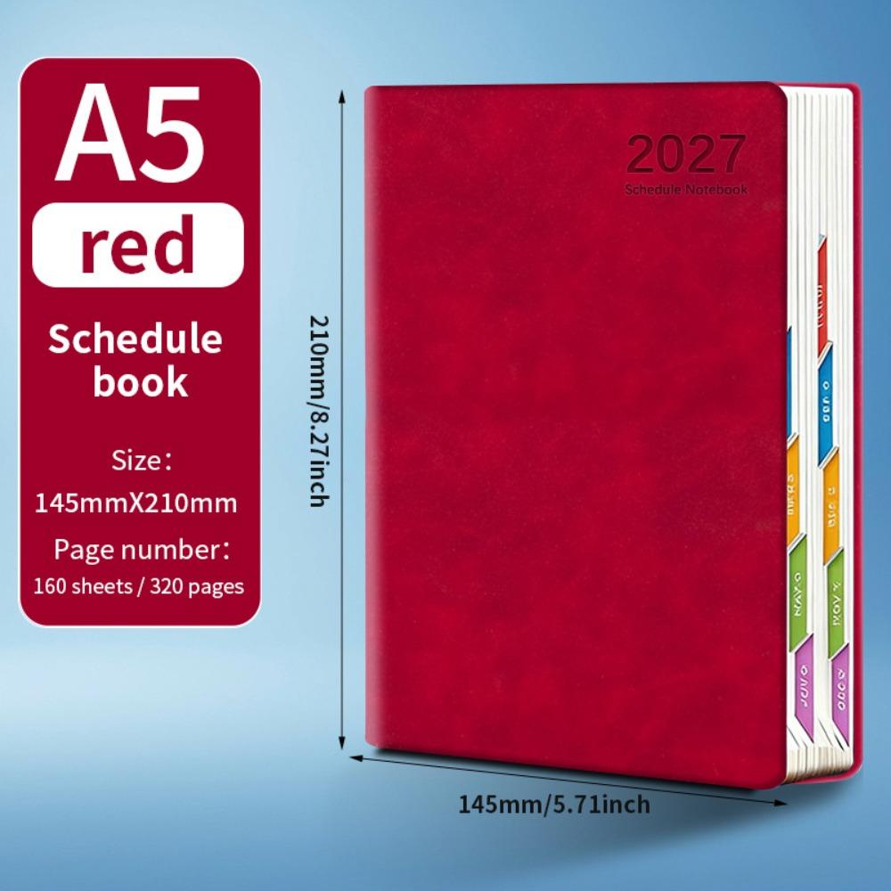 Portable A5 2027 Planner with Monthly & Weekly Plan Pages 365 Days Agenda Book Efficiency Schedule Notebook School Office
