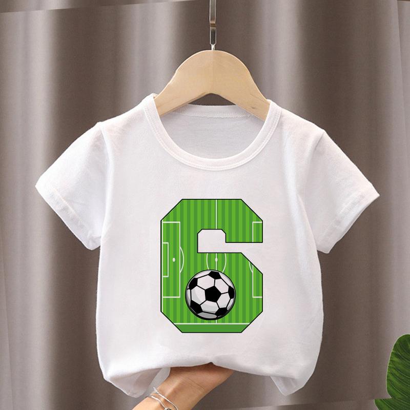 Summer New Boys Girls Football T Shirts Birthday Shirt 1-12 Years Boy Soccer Sport T-Shirt For Kids Birthday Gift Tshirt Tops