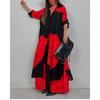 Locker geschnittenes, bedrucktes 2-teiliges Set für Damen, bestehend aus einem einreihigen Cardigan-Bademantel und einer weit geschnittenen Hose.