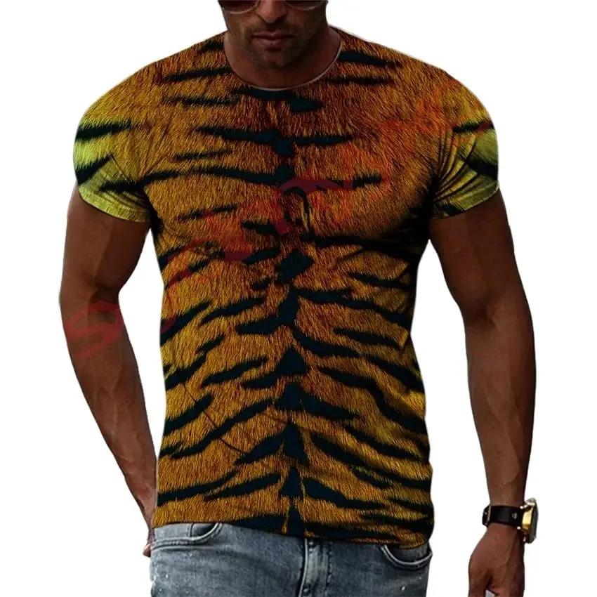 Pánské tričko 3D potisk leopardího vzoru Krátký rukáv Top Streetové ležérní tričko Streetwear Oversized tričko Pánské oblečení