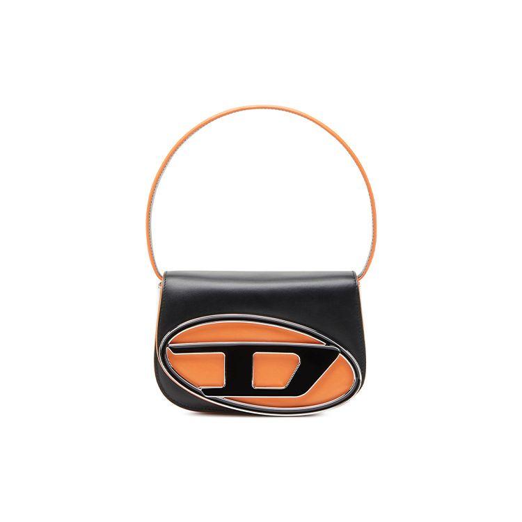 Diesel Verstelbare Afneembare Schouderband Leer Handheld Crossbody Schoudertas Dames tassen Zwart Oranje X08396P449444945 Basic Set (Bag+Dust Bag)