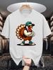 Unisex Crew Neck Tee Hip Hop Turkey Cartoon Graphic Print Soft Cotton Loose Breathable Short Sleeve Summer Casual Street Tops