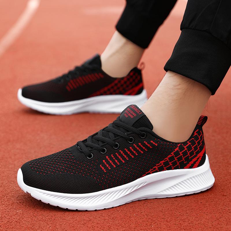 Black brand men's shoes mesh breathable sports shoes soft sole light running shoes men's thick sole comfortable casual travel shoes