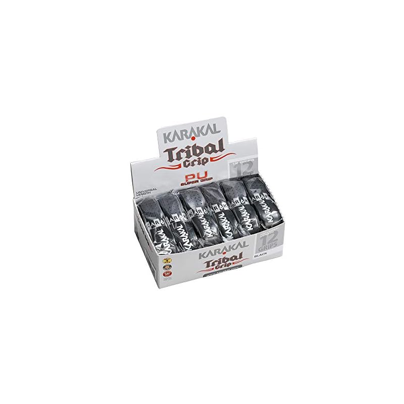 KARAKAL PU Super Grip Tribal 12 Grips (Black, 12 Pieces Per Set) - Suitable for All Racket Sports. (KJ 680K Black)