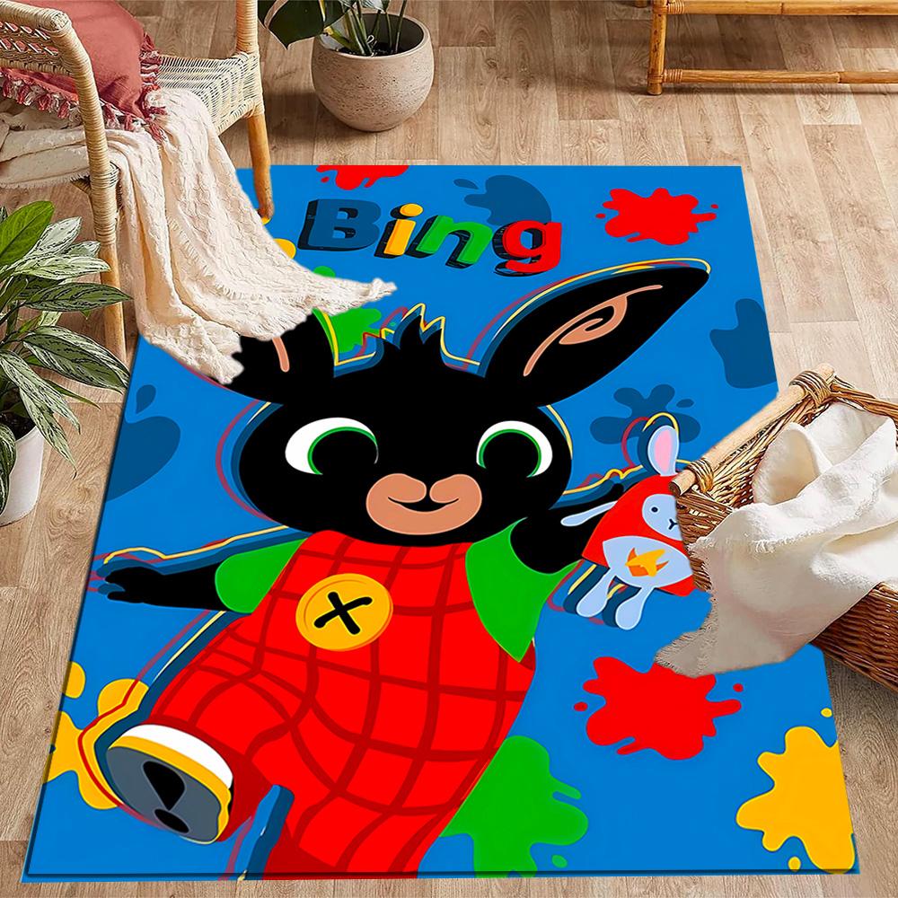 Bing Bunny Colorful Adventure Themed Anti-Slip Rugs - Polyester Home Decor, Suitable for Bedrooms, Living Rooms, Doorways, Studios, and Decorations