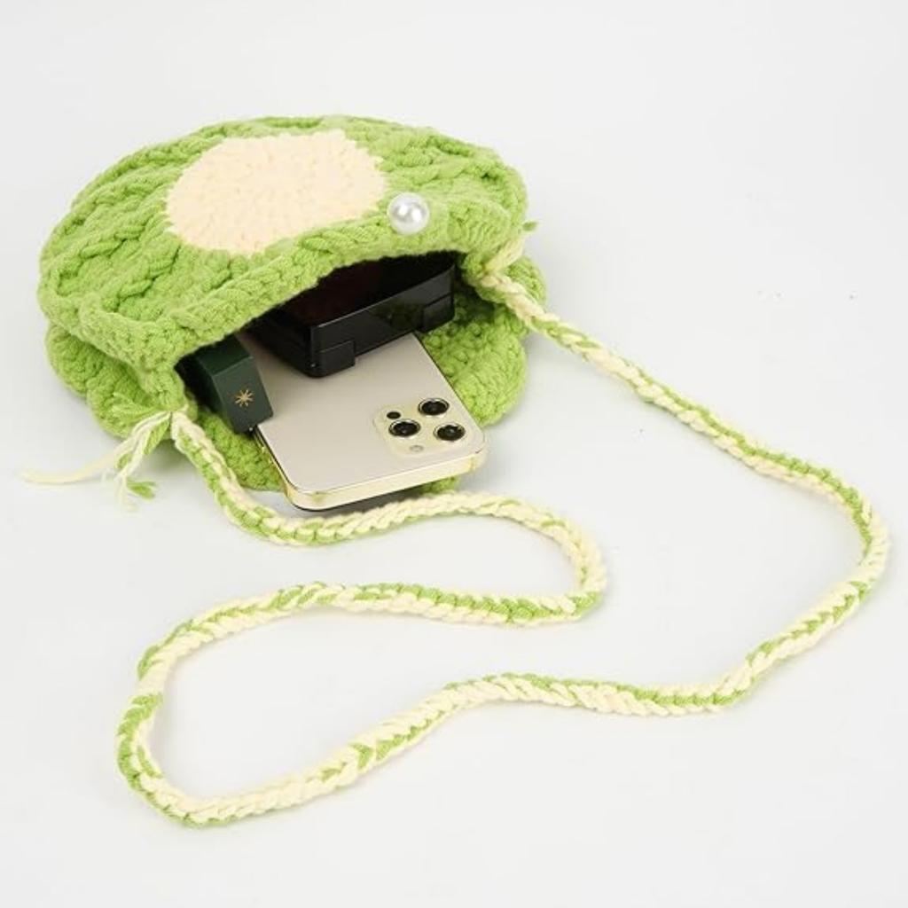 Women Mini Flower Cotton Crochet Crossbody Shoulder Bag Handbag Coin Purse