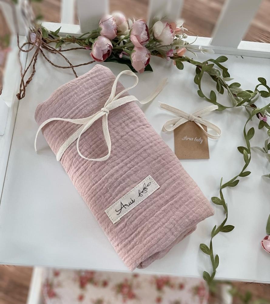 Muslin Swaddle Wrap 80x80cm Double Gauze (powder pink)