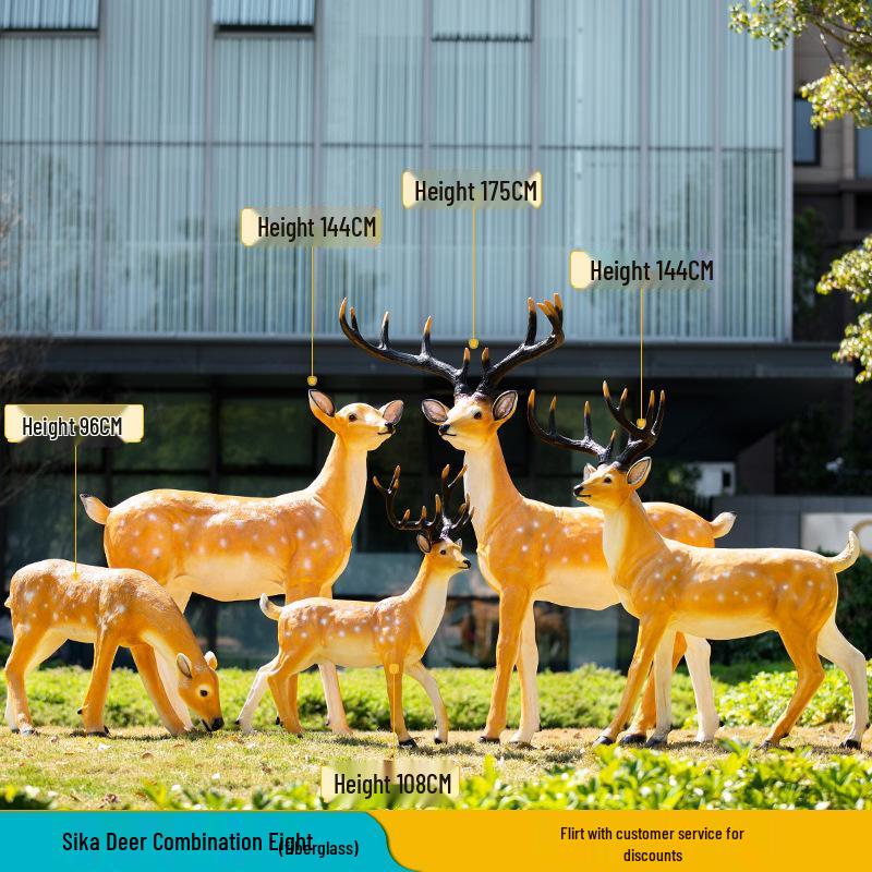 Luminous Fiberglass Sika Deer Sculpture for Garden Lawn Decoration