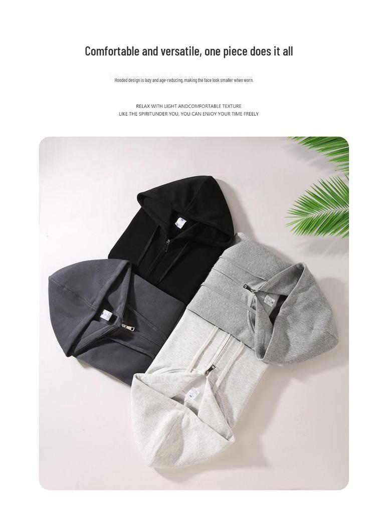 Men’s Autumn Cotton Zipper Hooded Cardigan Sweatshirt - 300g Pure American Cotton Jacket