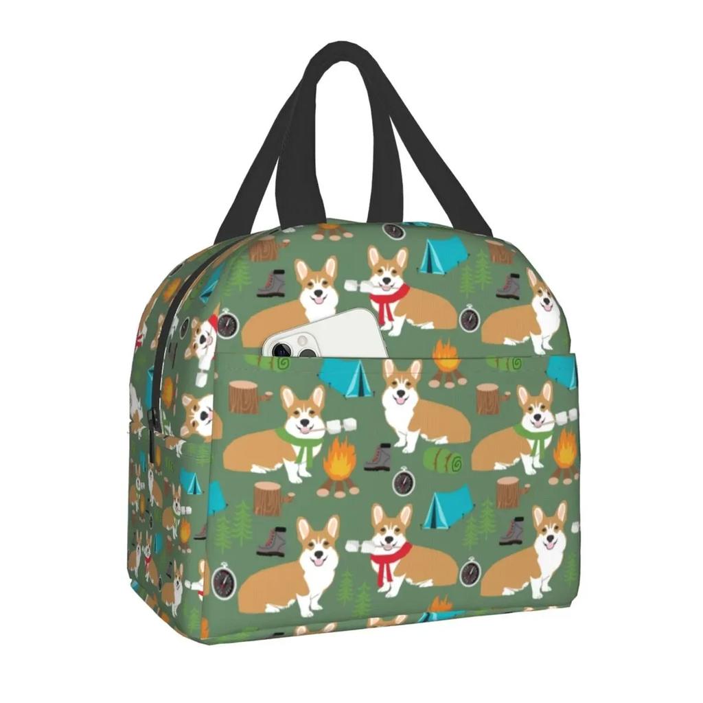 Roztomilé veselé Corgi přenosné krabičky na oběd Vodotěsná termotaška chladicí Izolovaná taška na oběd s motivem velšského Corgi pro ženy do školy do práce